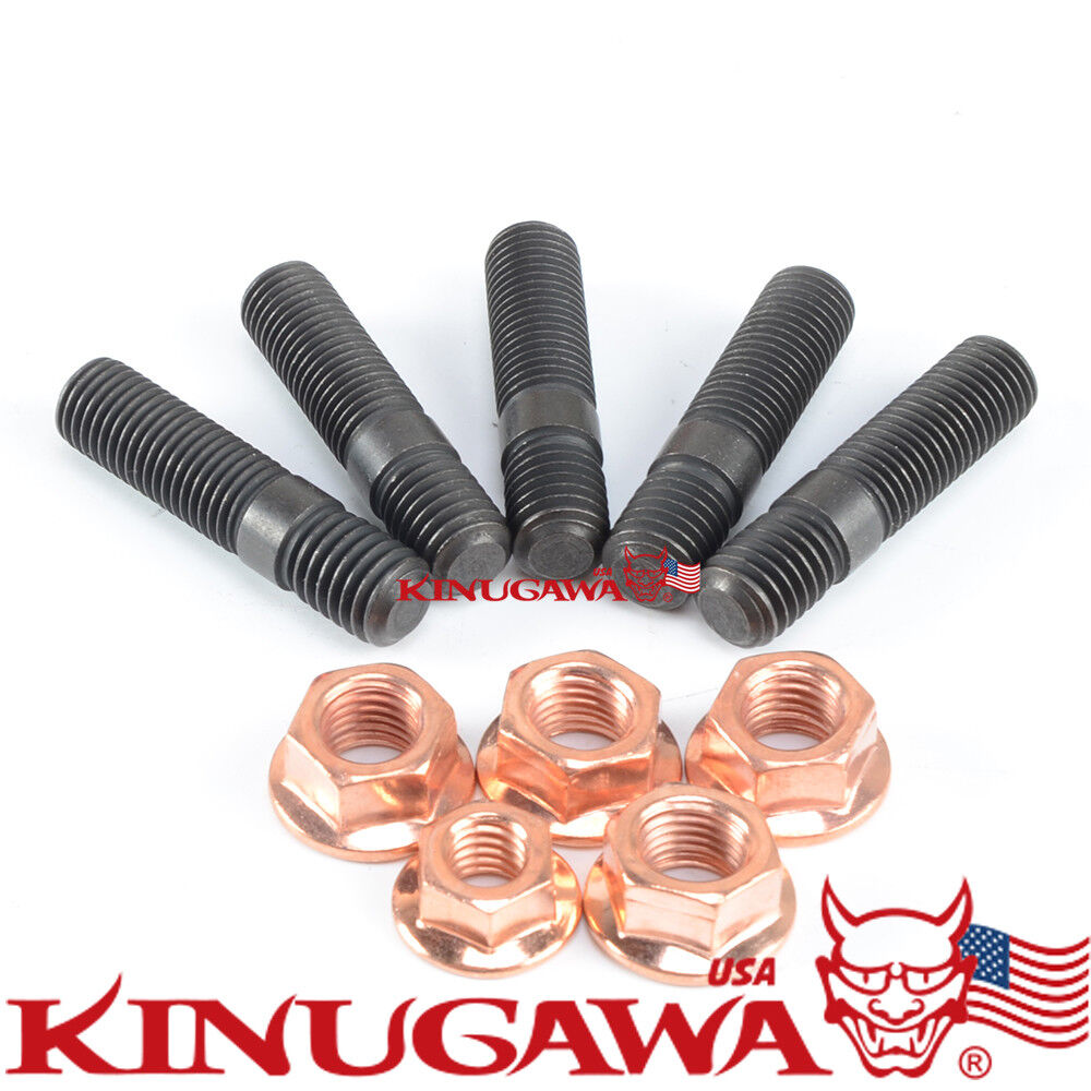 Stud Kit w/ Egged Copper Nuts M10x1.5 to M10x1.25mm Garrett GT40 GT42 Turbo